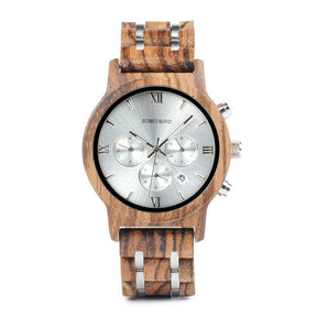Relógio de Pulso em Madeira e Aço Inox  Quartzo - Modelo WOOD STYLE M1; relógio; relógio masculino; relógio de madeira; Loja Livre Arbítrio.
