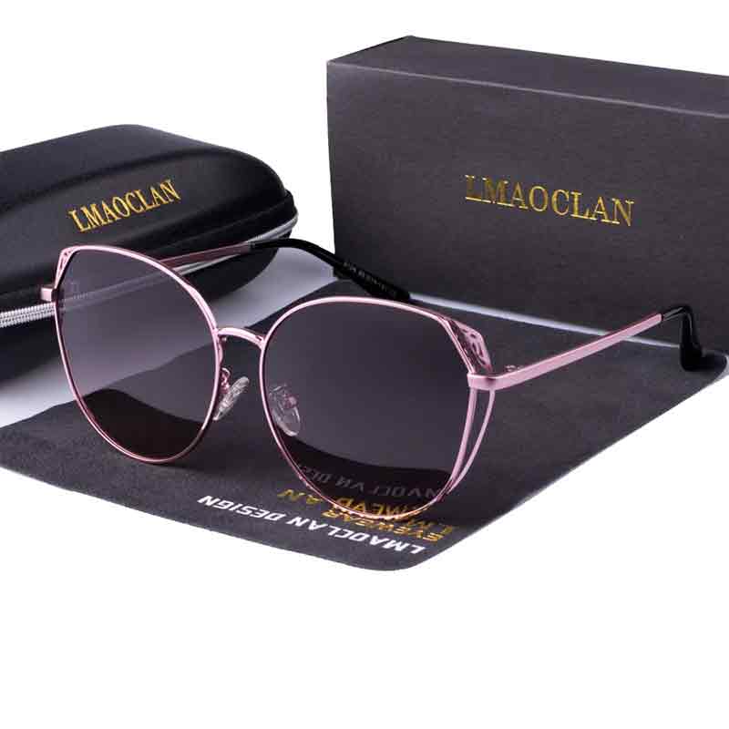 Óculos de sol feminino, armação em liga metálica e polimeros plásticos, em quatro cores, lentes proteção UV400 e polarizadas, loja livre arbítrio
