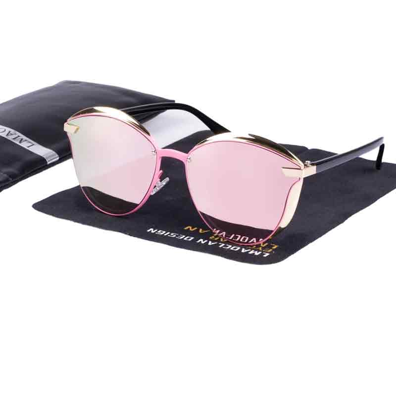 Óculos de sol feminino, coma armação em polimeros plásticos e liga metálica, lentes com proteção UV400 e polarizadas, em quatro cores, loja livre arbítrio