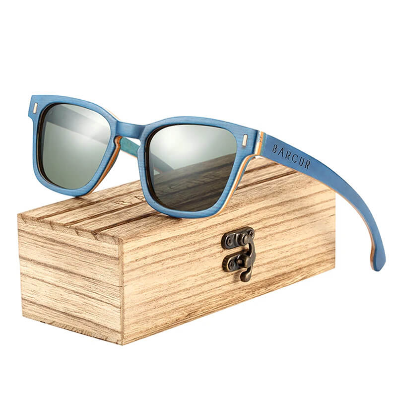 Óculos de sol em madeira Acrux, armação em madeira natural com lentes de polímeros plásticos polarizadas com proteção UVA e UVB400, antirreflexo com certificado CE de qualidade, Loja Livre Arbítrio