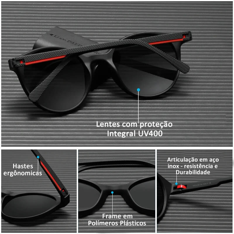 Óculos de sol Alnath, armação em polímeros plásticos, lentes polarizadas com proteção UV400 e UVB400, antirreflexo e certificado CE de qualidade, Loja Livre Arbítrio