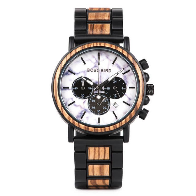 Relógio de Pulso em Madeira e Aço Inox Quartzo; modelo WOOD STYLE C02; relógio; relógio masculino; relógio de madeira; relógio de pulso
